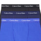 Pacote com 3 cuecas boxer masculinas Calvin Klein de algodão elástico, azul, tamanho médio