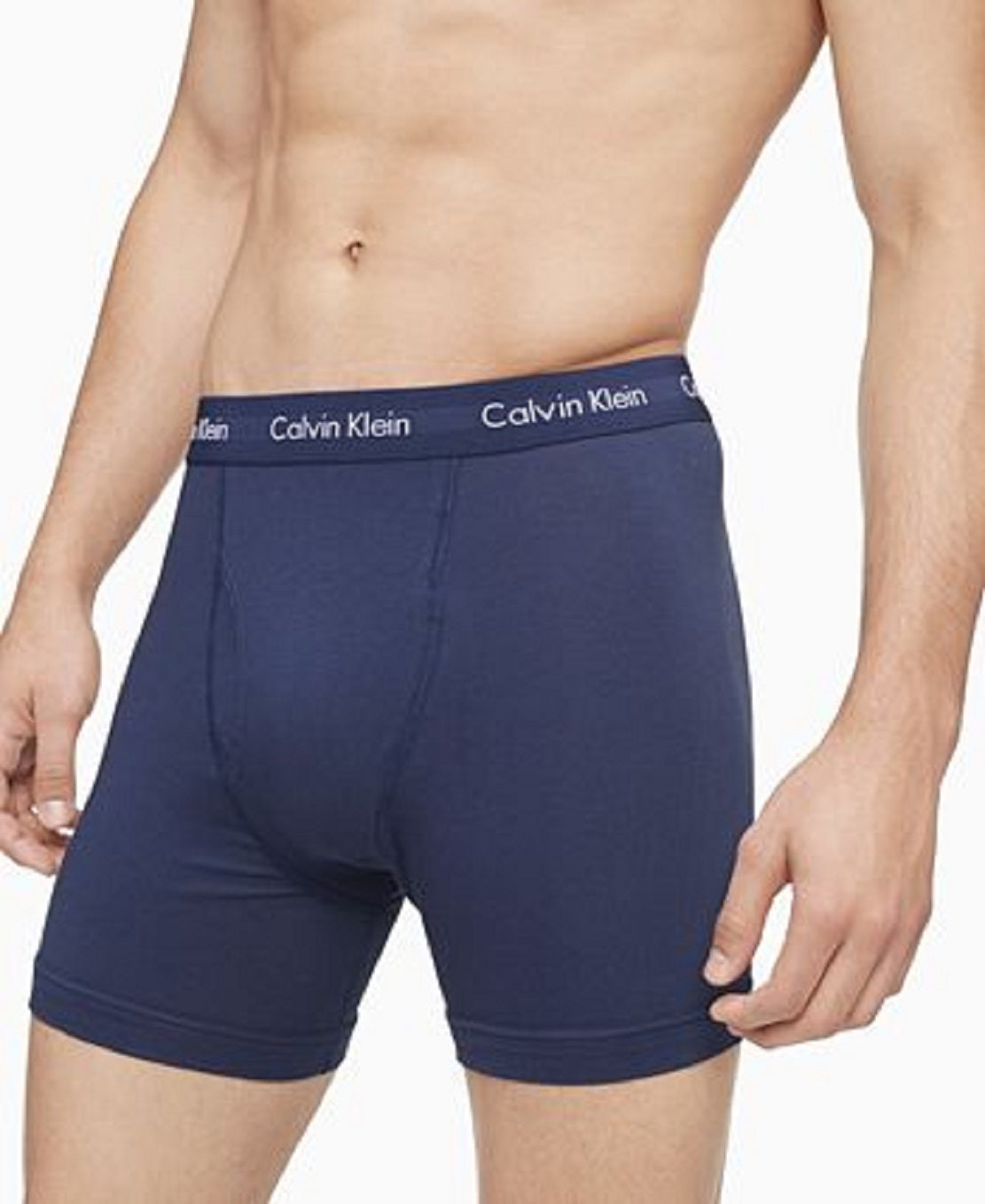 Cuecas boxer masculinas Calvin Klein de algodão elástico, pacote com 3, tamanho grande, azul