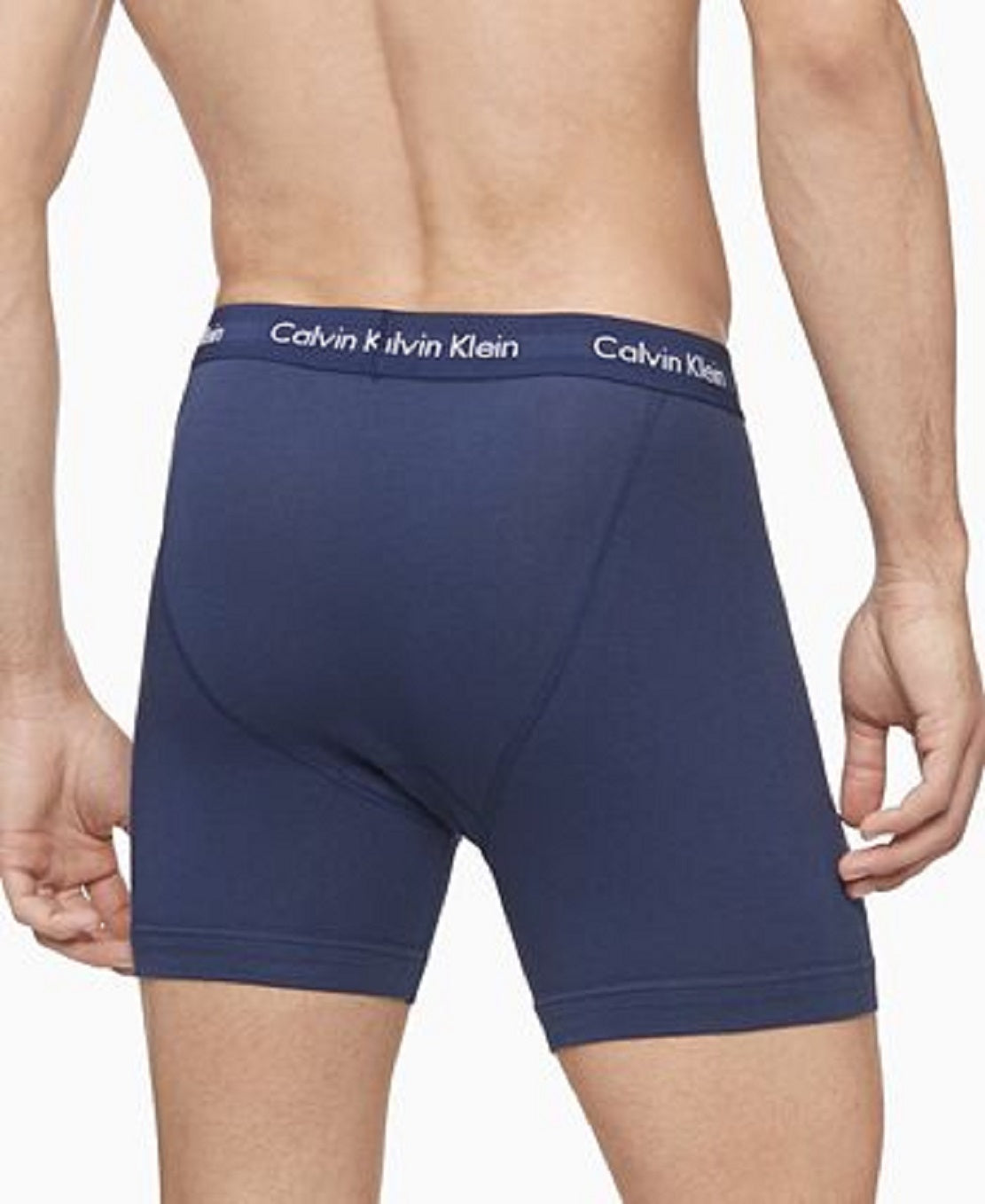 Cuecas boxer masculinas Calvin Klein de algodão elástico, pacote com 3, tamanho grande, azul