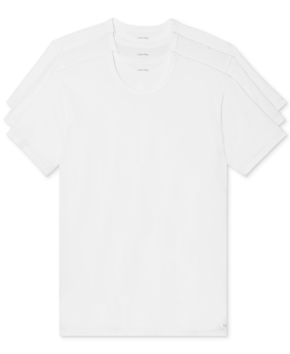 Calvin Klein Camiseta Feminina Gola Redonda de Algodão Elástico, Pacote com 3, Branca, Tamanho Pequeno