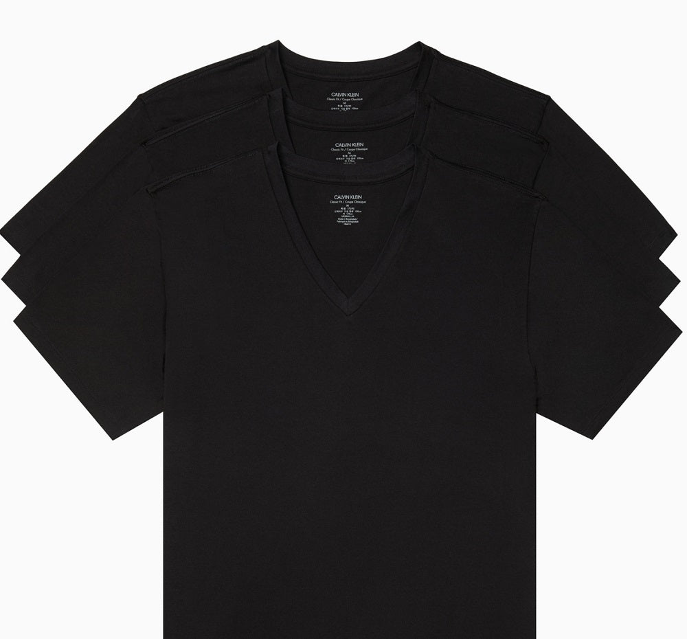Calvin Klein Masculino Big Cotton Classics Gola V Pacote com 3 Preto Tamanho 3X