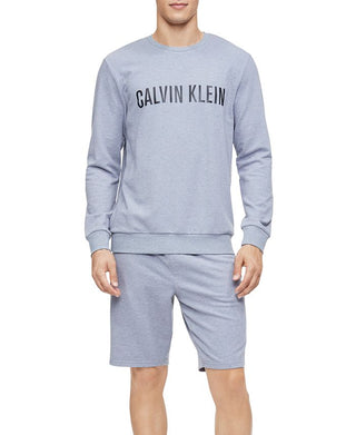 Calvin Klein Masculino Moletom Pijama Camisa de Pijama Azul Tamanho X-G