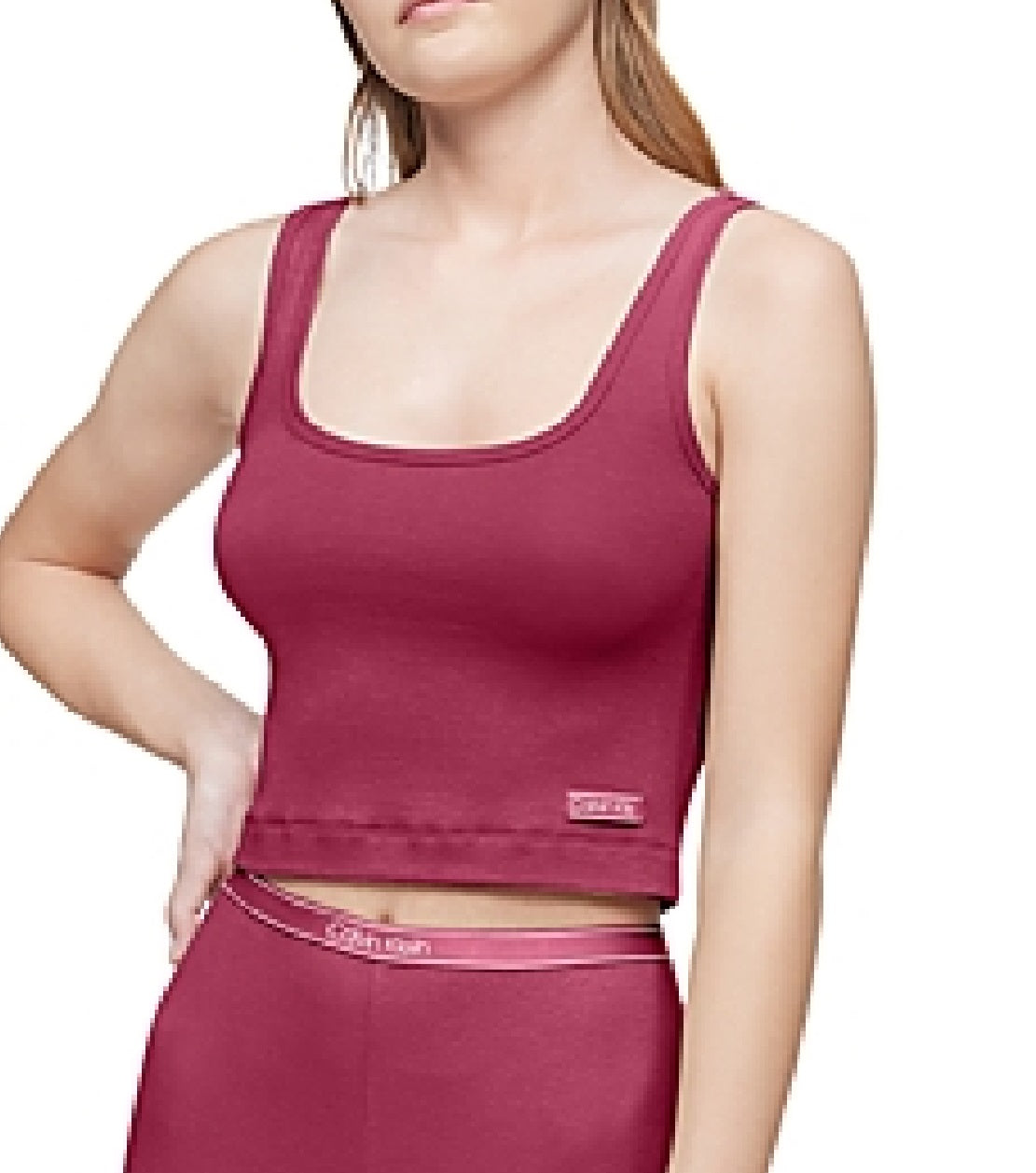 Calvin Klein Regata Cropped Pure Ribbed Feminina Vermelha Tamanho Grande