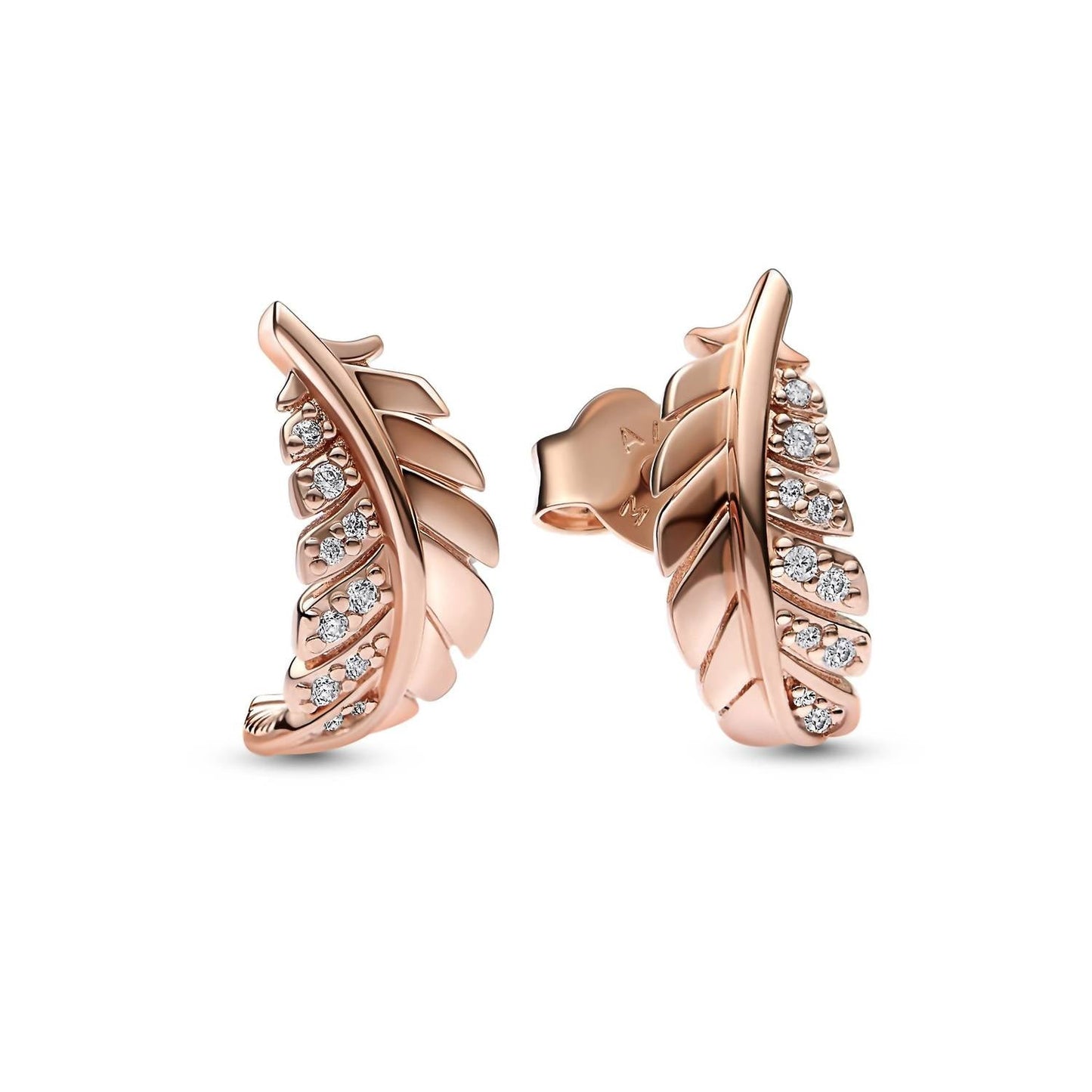 Pandora - Women's Floating Curved Feather Stud Earrings