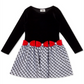 Vestido de veludo com cintura baixa e laço para meninas, edição rara, preto, tamanho 4T
