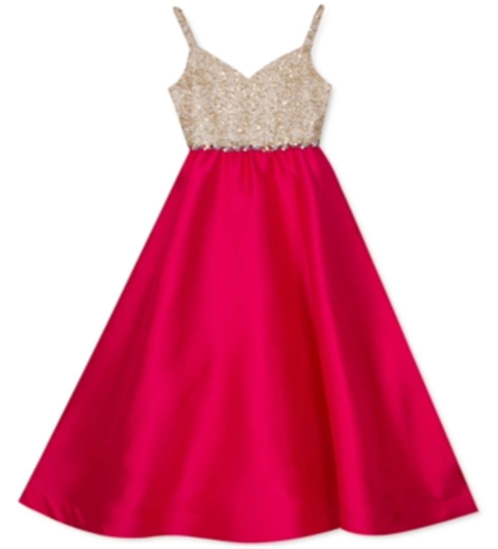 Vestido metálico e acetinado Rare Editions Big Girl's, rosa, tamanho 10