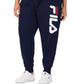Calça jogger masculina Fila Plus Stand Graphic com cordão na cintura, azul, tamanho 3X