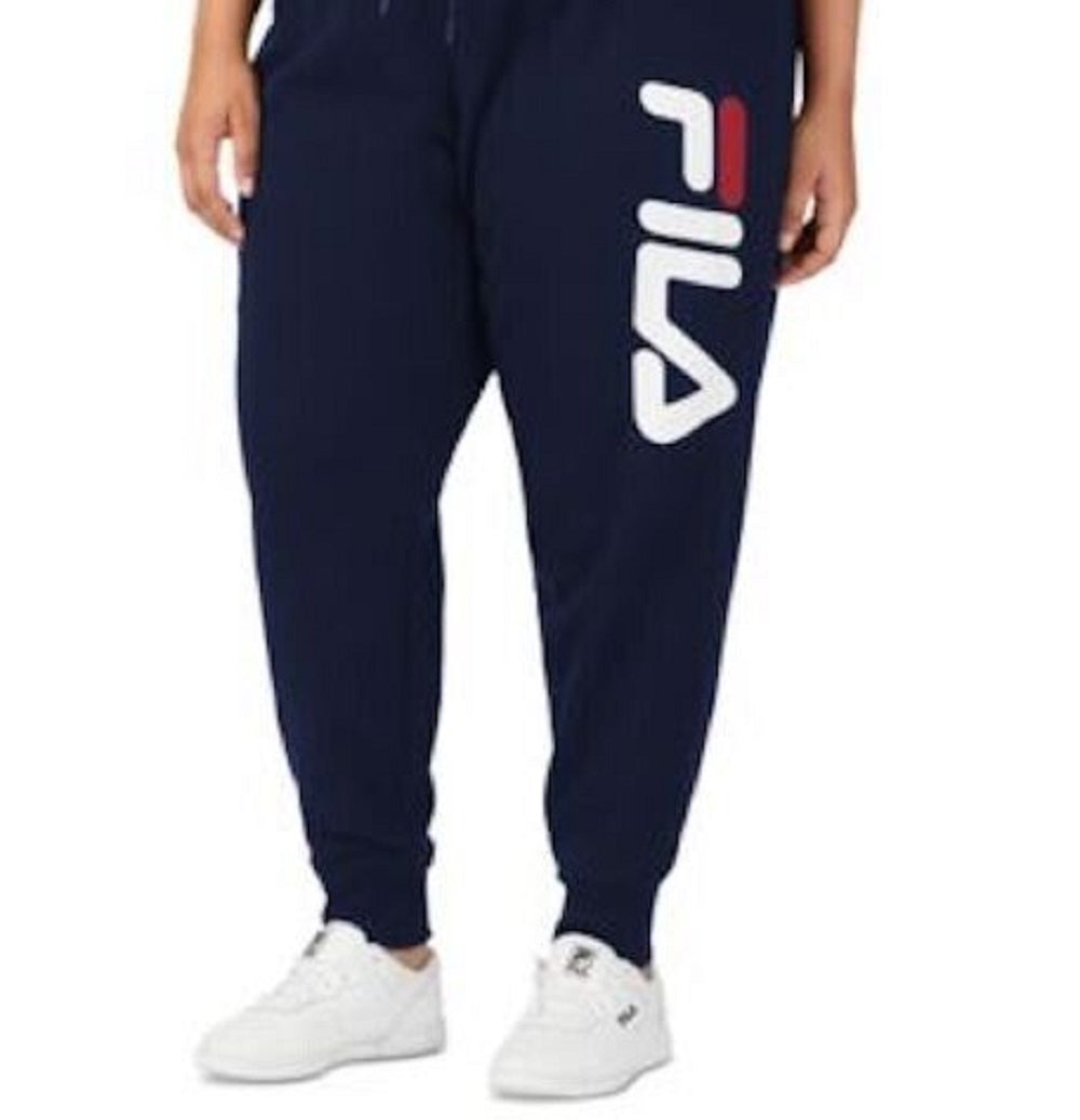 Calça jogger masculina Fila Plus Stand Graphic com cordão na cintura, azul, tamanho 3X