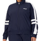 Jaqueta esportiva feminina Fila Jovia com zíper frontal e logotipo, azul, tamanho 3X