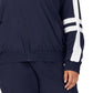 Jaqueta esportiva feminina Fila Jovia com zíper frontal e logotipo, azul, tamanho 3X