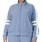 Jaqueta esportiva feminina Fila Jovia com zíper frontal e logotipo, azul, tamanho 4X