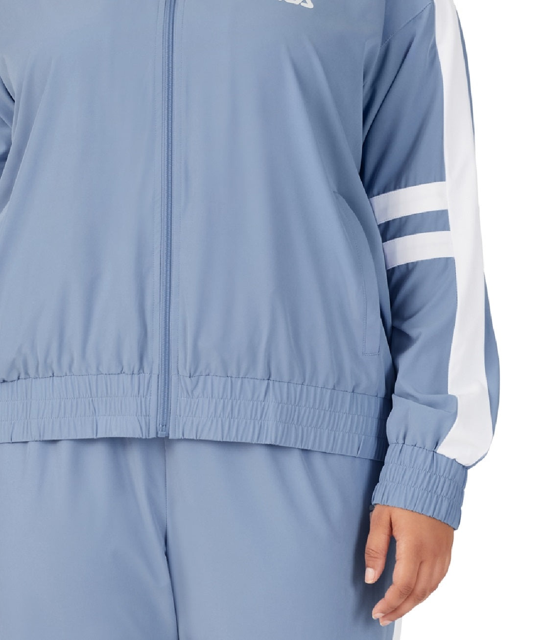 Jaqueta esportiva feminina Fila Jovia com zíper frontal e logotipo, azul, tamanho 4X