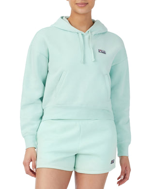 Moletom com capuz Fila Marina Fleece feminino, verde, tamanho X-S