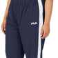 Calça de moletom feminina Fila Jovia cintura média com acabamento contrastante, azul, tamanho 2X