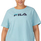 Camiseta feminina Fila Thea Cotton Logo manga curta azul tamanho 1X
