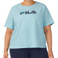 Camiseta feminina Fila Thea Cotton Logo manga curta azul tamanho 1X