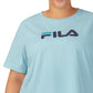 Camiseta feminina Fila Thea Cotton Logo manga curta azul tamanho 2X