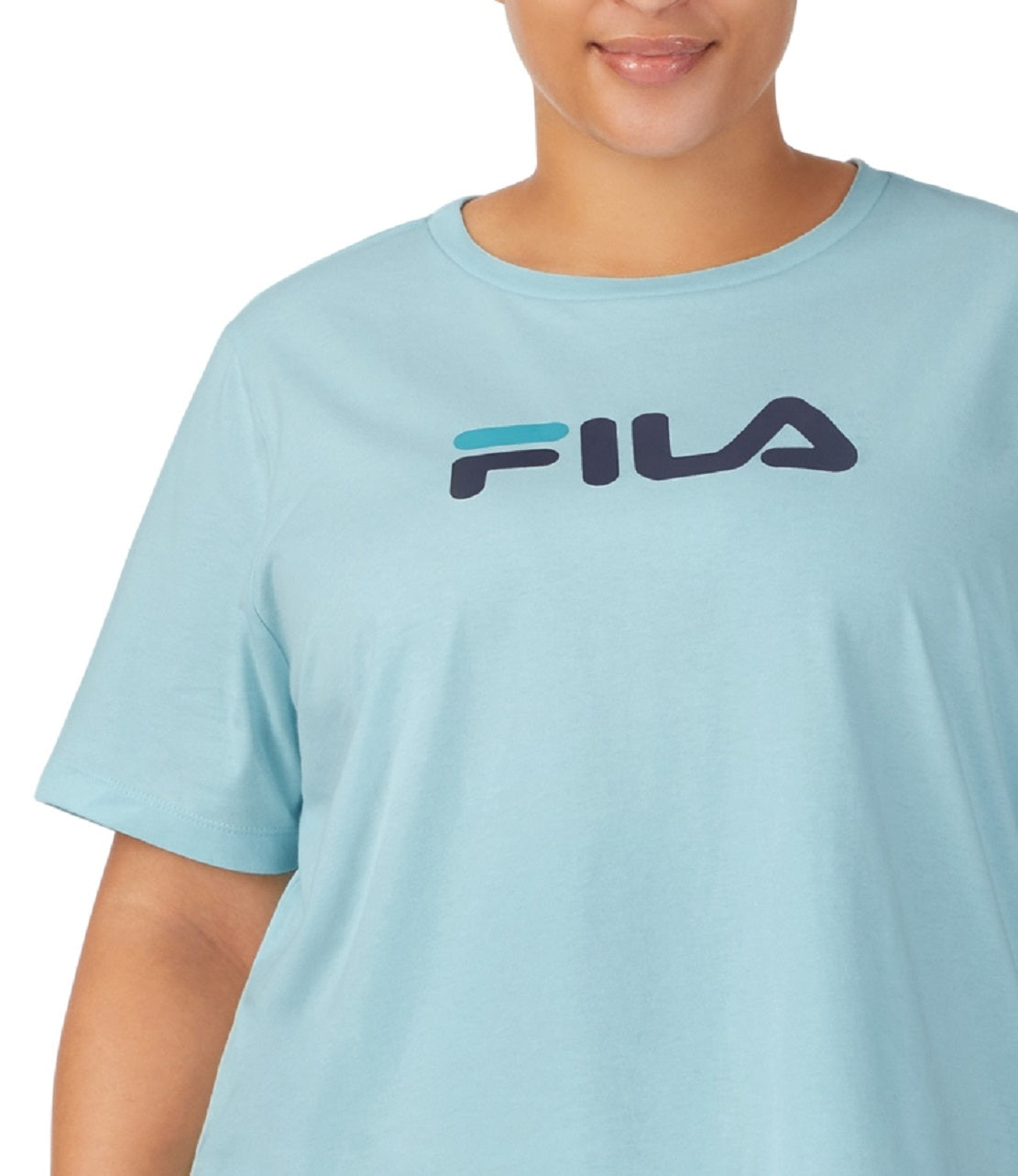 Camiseta feminina Fila Thea Cotton Logo manga curta azul tamanho 2X
