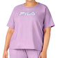 Camiseta feminina Fila Thea Cotton Logo manga curta roxa tamanho 3X