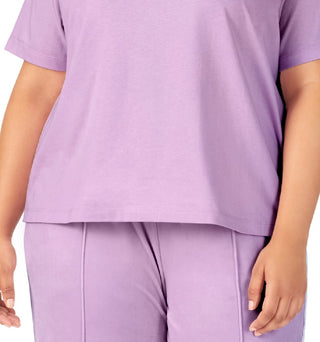 Camiseta feminina Fila Thea Cotton Logo manga curta roxa tamanho 3X