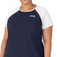 Vestido de malha de manga curta com logo Kyra da Fila feminino, azul, tamanho 3X