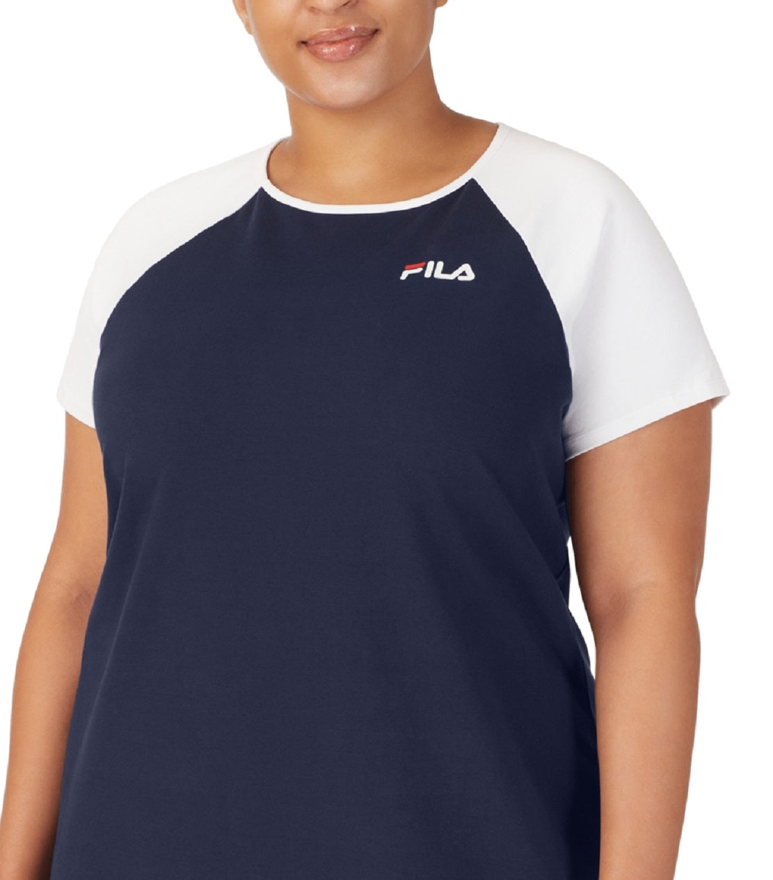 Vestido de malha de manga curta com logo Kyra da Fila feminino, azul, tamanho 3X