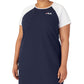 Vestido de malha de manga curta com logo Kyra da Fila feminino, azul, tamanho 3X