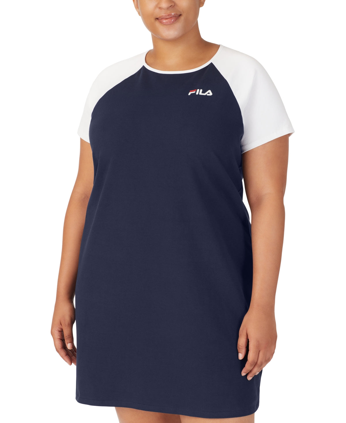 Vestido de malha de manga curta com logo Kyra da Fila feminino, azul, tamanho 3X