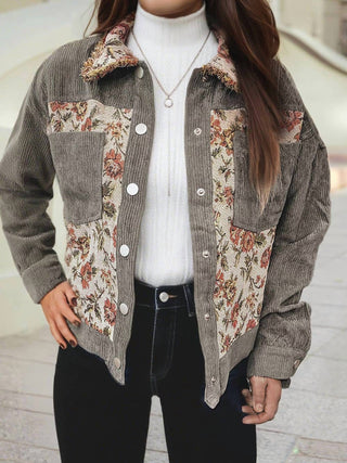 1 The Woman - Ribbed Retro Floral Patchwork Jacket