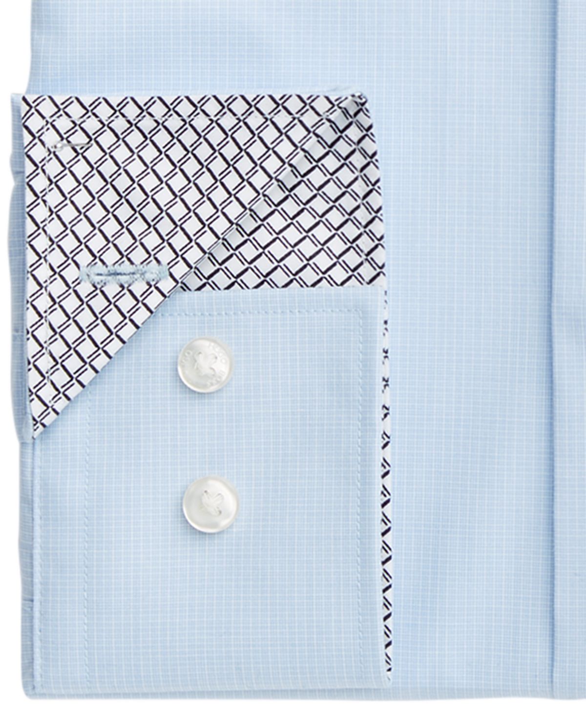 Camisa social masculina Hugo Boss Koey Slim Fit Mini Check Azul Tamanho 16,5X32X33