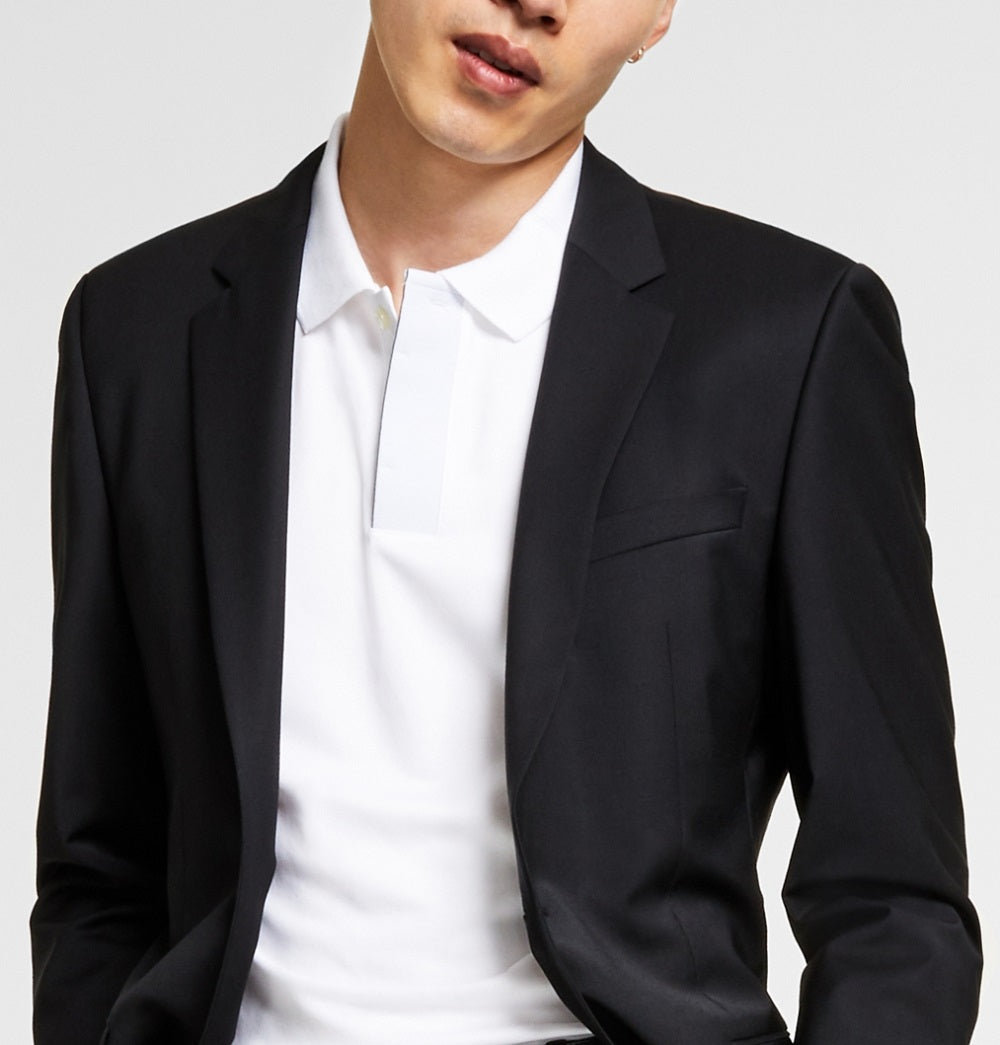 Jaqueta Masculina Hugo Boss Slim Fit Superflex Stretch Solid Preta Tamanho 40