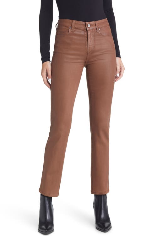 Calça jeans PAIGE Cindy com revestimento de cintura alta e perna reta, Cognac Luxe