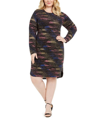 Vestido de coquetel metálico disco plus size feminino B Darlin, preto, tamanho 18W