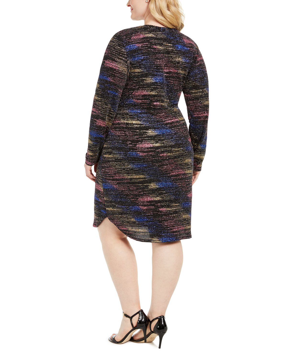 Vestido de coquetel metálico disco plus size feminino B Darlin, preto, tamanho 18W