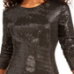 Vestido de festa feminino B Darlin com lantejoulas e mangas compridas, cinza, tamanho pequeno