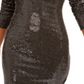 Vestido de festa feminino B Darlin com lantejoulas e mangas compridas, cinza, tamanho pequeno