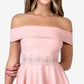 Vestido curto formal feminino B Darlin bordado com ombros de fora, rosa, tamanho 5-6
