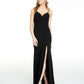 Vestido de festa longo com alças finas e fenda, decote coração, preto, tamanho 12, B Darlin