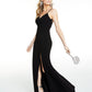 Vestido de festa longo com alças finas e fenda, decote coração, preto, tamanho 12, B Darlin