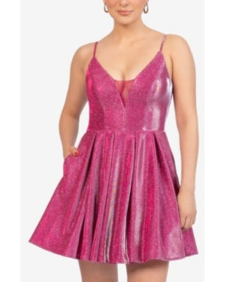 Vestido Skater Glitter Mesh da B Darlin Junior, Rosa, Tamanho 11/12