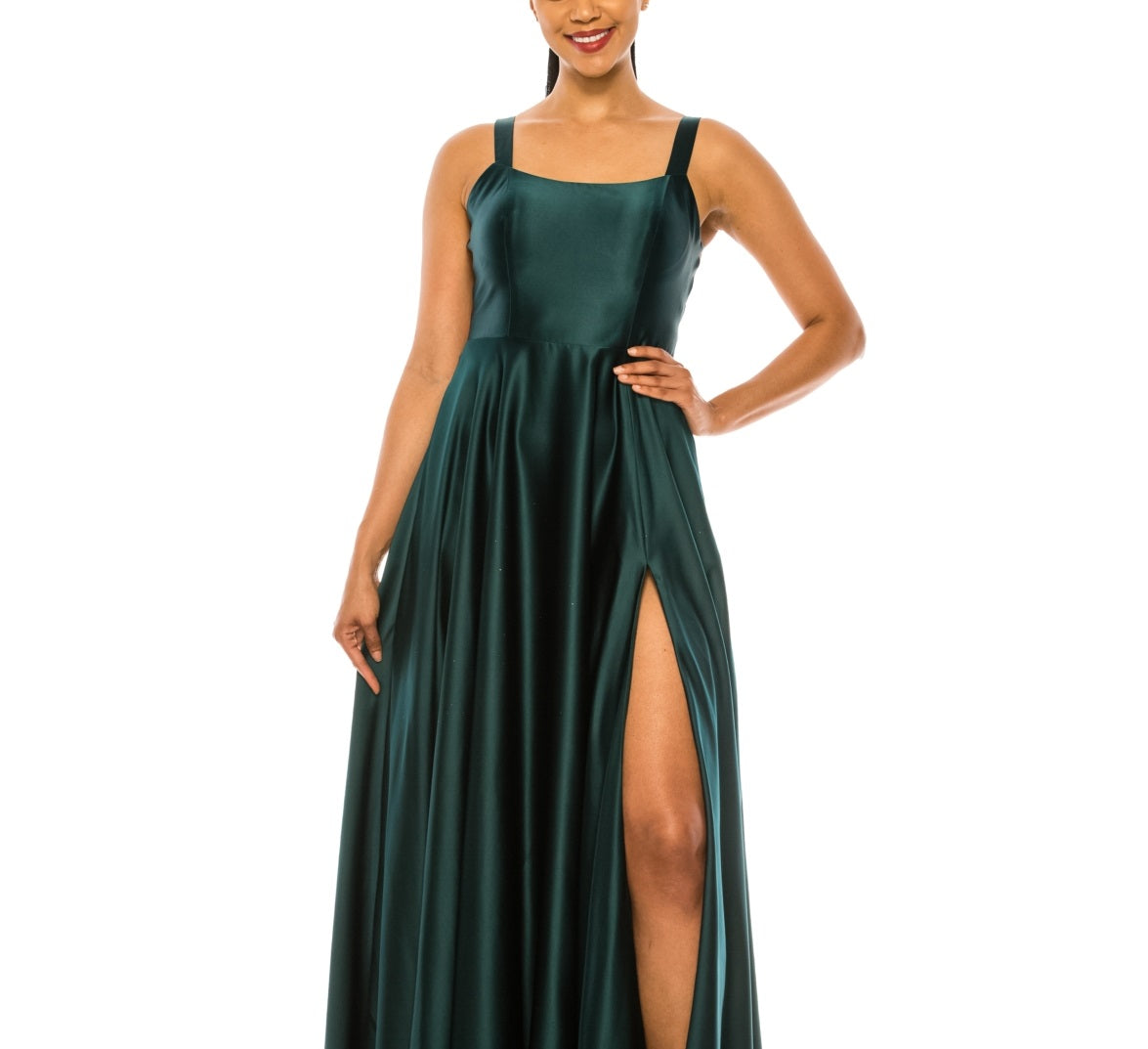 Vestido B Darlin Junior com costas abertas, verde, tamanho 11-12