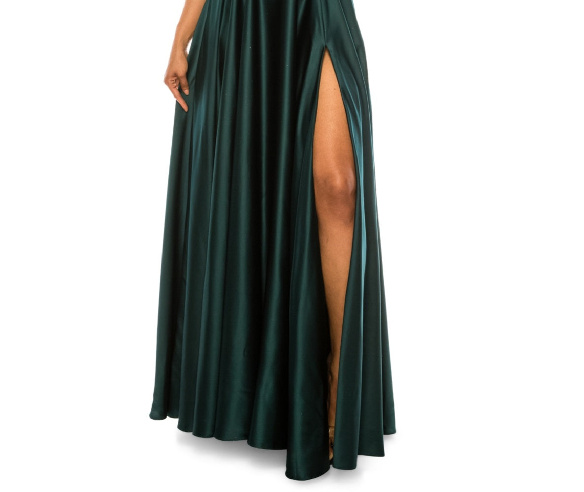 Vestido B Darlin Junior com costas abertas, verde, tamanho 11-12