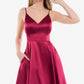 Vestido de cetim com ajuste e abertura frontal B Darlin Junior, tamanho 11/12, vinho