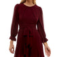 Vestido A-Line com babados assimétricos da B Darlin Junior, vermelho, tamanho 11-12