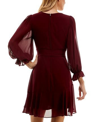 Vestido A-Line com babados assimétricos da B Darlin Junior, vermelho, tamanho 11-12