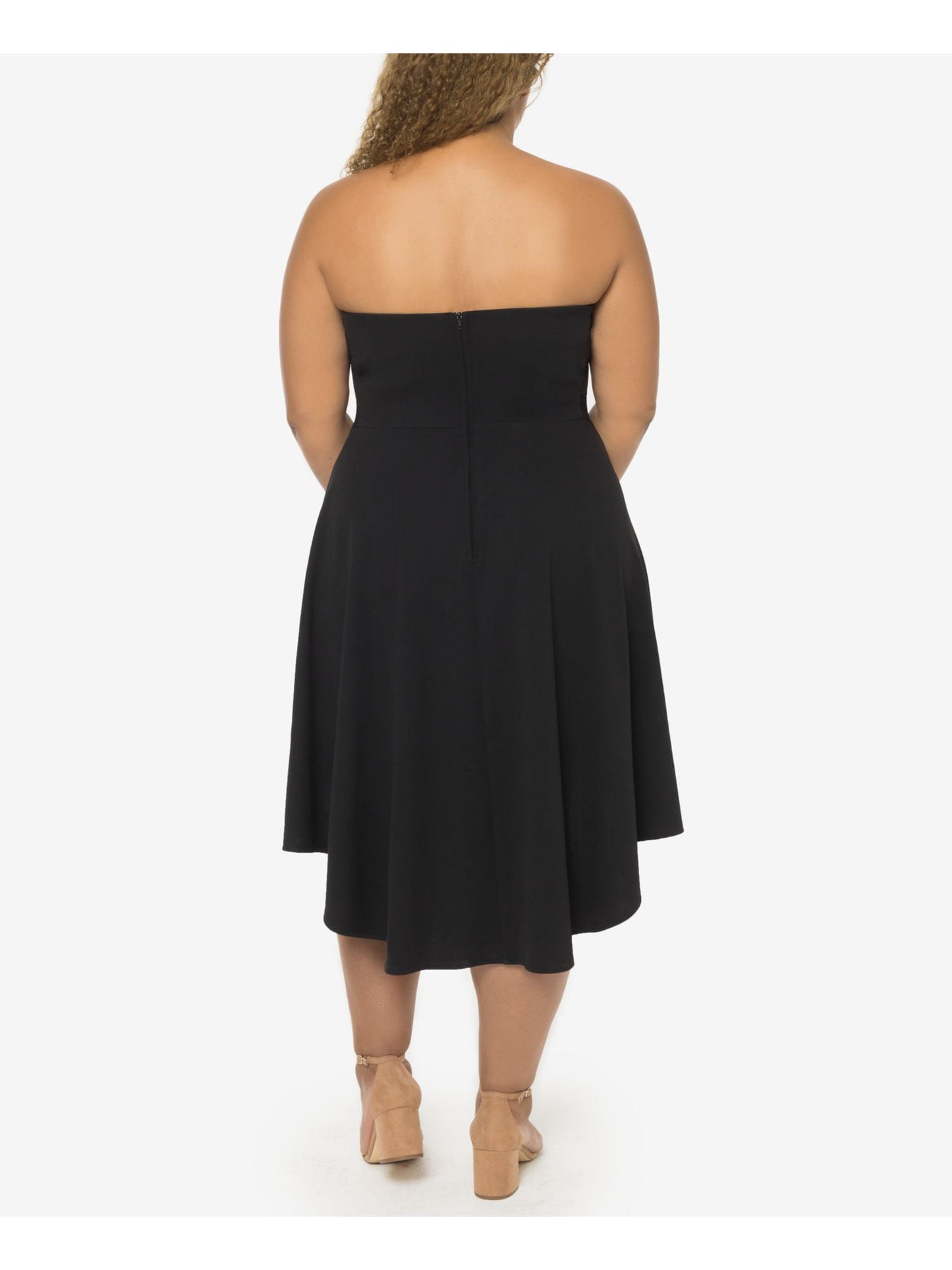 Vestido de festa longo sem alças B Darlin feminino, comprimento até o joelho, preto, tamanho 18W