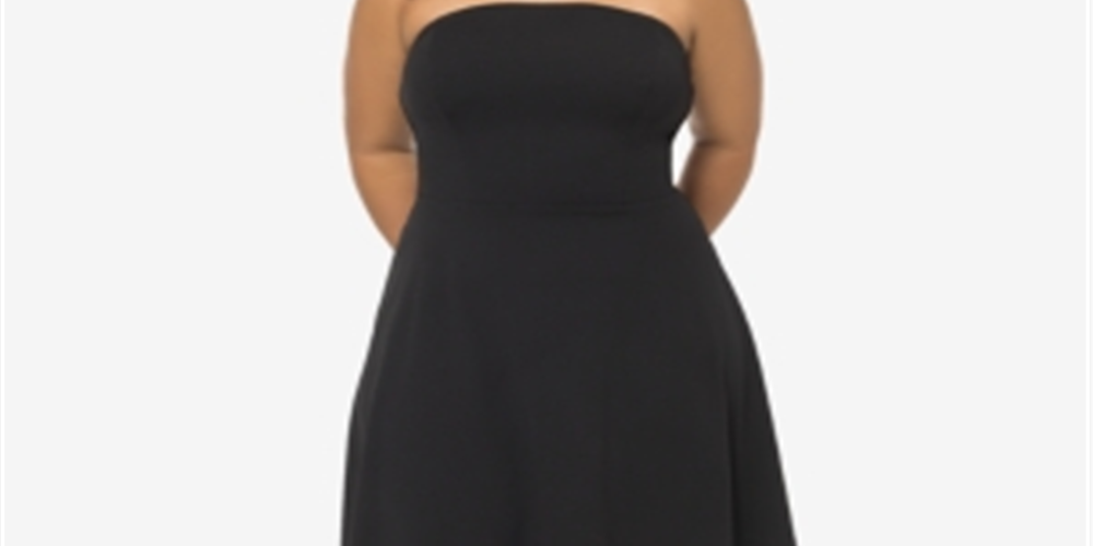 Vestido de festa longo sem alças B Darlin feminino, comprimento até o joelho, preto, tamanho 18W