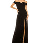 Vestido feminino B Darlin de manga curta e ombro de fora, comprimento total, preto, tamanho 2TB