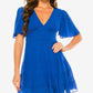 Vestido azul com babados e decote em V da B Darlin Junior, tamanho 9-10