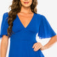 Vestido azul com babados e decote em V da B Darlin Junior, tamanho 15-16